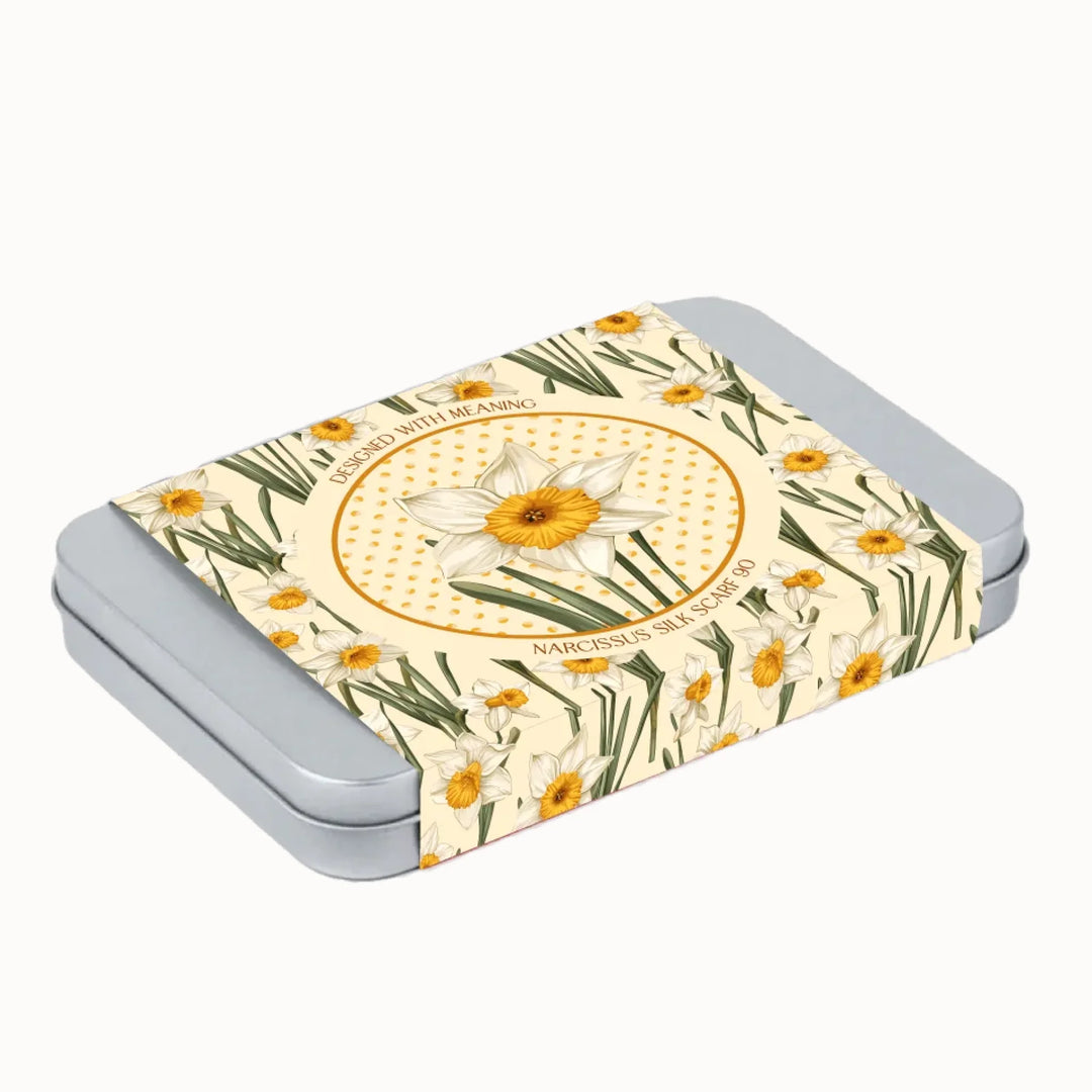 Narcissus Flower Silk Scarf 90, Designed With Meaning
