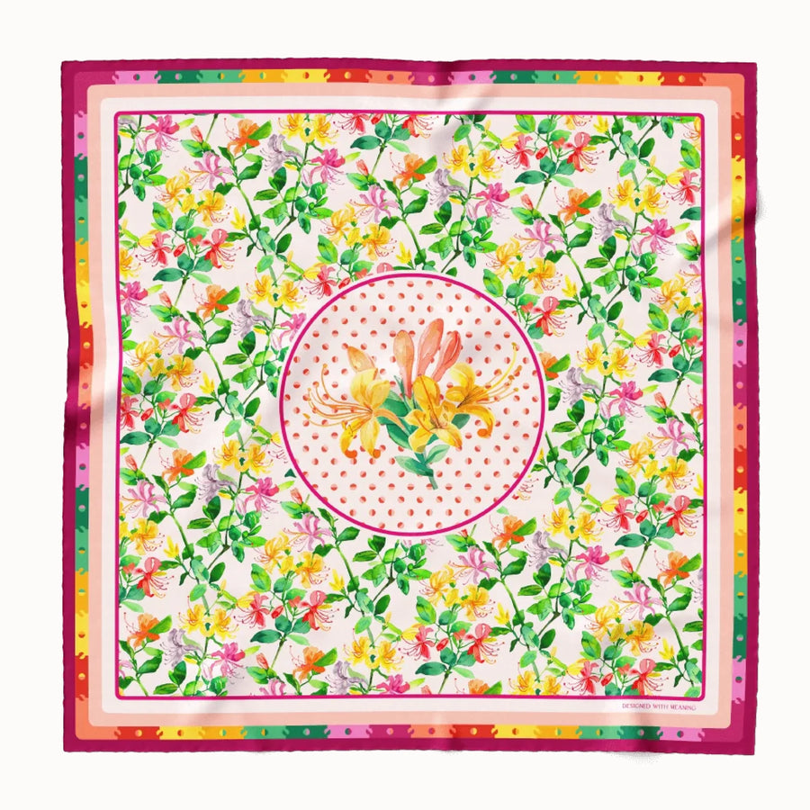 Honeysuckle Flower Silk Scarf 90, Designed With Meaning