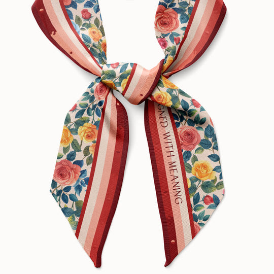 Rose Flower Silk Ribbon Scarf
