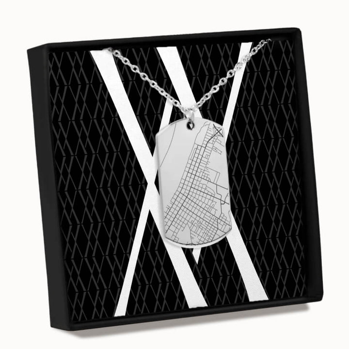 Tag City Street Map Necklace in Box, Personalized Gift, Designed With Meaning