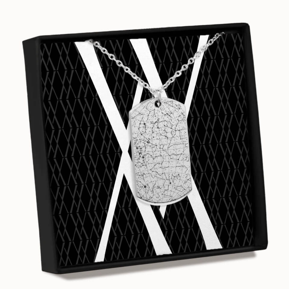 Tag Star Map Necklace in Box, Personalized Gift, Designed With Meaning